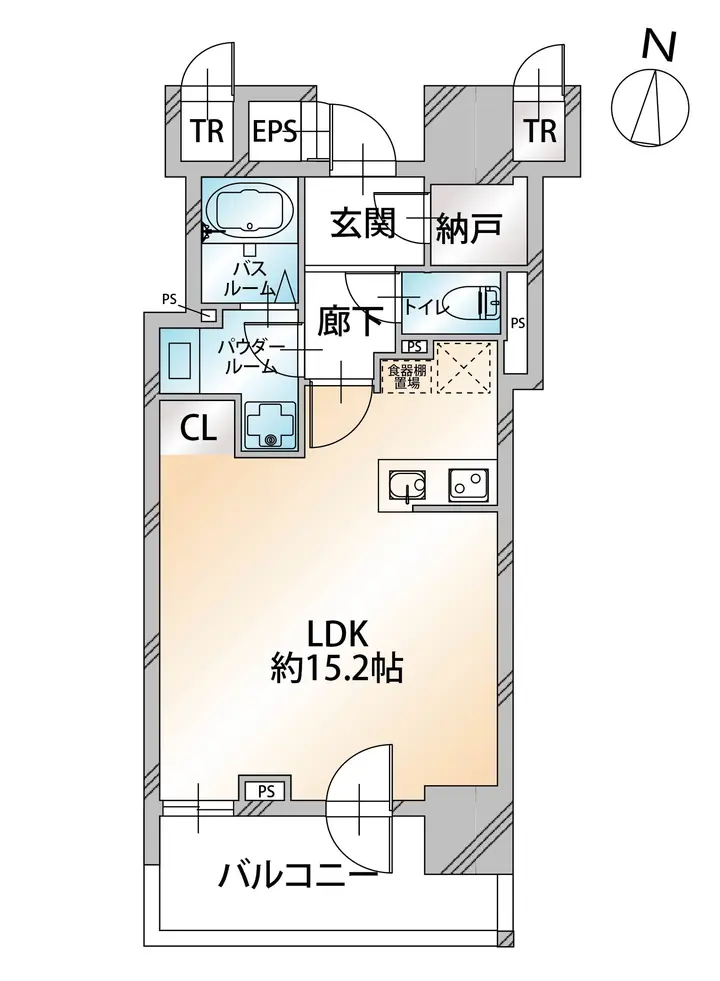 間取り図(1R・40.16㎡・LDK約15.2帖・納戸)